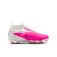 Nike Phantom 6 Academy High (MG) Gras / Kunstgras Voetbalschoenen Kids Wit Felroze Zwart