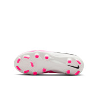 Nike Phantom 6 Academy High (MG) Gras / Kunstgras Voetbalschoenen Kids Wit Felroze Zwart
