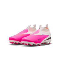 Nike Phantom 6 Academy High (MG) Gras / Kunstgras Voetbalschoenen Kids Wit Felroze Zwart