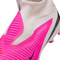 Nike Phantom 6 Academy High (MG) Gras / Kunstgras Voetbalschoenen Kids Wit Felroze Zwart