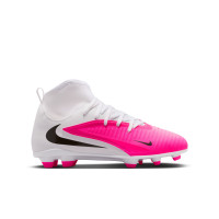 Nike Phantom 6 Club High (MG) Gras / Kunstgras Voetbalschoenen Kids Wit Felroze Zwart