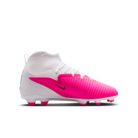 Nike Phantom 6 Club High (MG) Gras / Kunstgras Voetbalschoenen Kids Wit Felroze Zwart