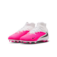 Nike Phantom 6 Club High (MG) Gras / Kunstgras Voetbalschoenen Kids Wit Felroze Zwart