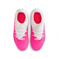Nike Phantom 6 Club High (MG) Gras / Kunstgras Voetbalschoenen Kids Wit Felroze Zwart