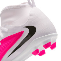 Nike Phantom 6 Club High (MG) Gras / Kunstgras Voetbalschoenen Kids Wit Felroze Zwart