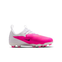 Nike Phantom 6 Low Academy  (MG) Gras / Kunstgras Voetbalschoenen Kids Wit Felroze Zwart