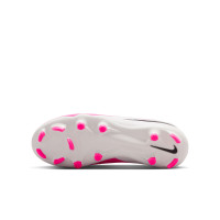 Nike Phantom 6 Low Academy  (MG) Gras / Kunstgras Voetbalschoenen Kids Wit Felroze Zwart