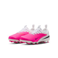 Nike Phantom 6 Low Academy  (MG) Gras / Kunstgras Voetbalschoenen Kids Wit Felroze Zwart