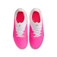 Nike Phantom 6 Low Academy  (MG) Gras / Kunstgras Voetbalschoenen Kids Wit Felroze Zwart