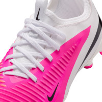 Nike Phantom 6 Low Academy  (MG) Gras / Kunstgras Voetbalschoenen Kids Wit Felroze Zwart