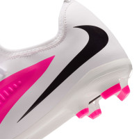 Nike Phantom 6 Low Academy  (MG) Gras / Kunstgras Voetbalschoenen Kids Wit Felroze Zwart