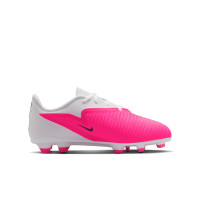 Nike Phantom 6 Low Club (MG) Gras / Kunstgras Voetbalschoenen Kids Wit Felroze Zwart