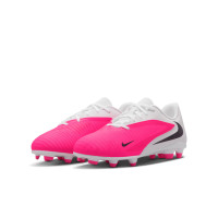 Nike Phantom 6 Low Club (MG) Gras / Kunstgras Voetbalschoenen Kids Wit Felroze Zwart