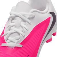 Nike Phantom 6 Low Club (MG) Gras / Kunstgras Voetbalschoenen Kids Wit Felroze Zwart