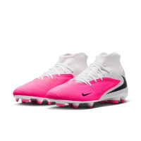 Nike Phantom 6 Club High (MG) Gras / Kunstgras Voetbalschoenen Wit Felroze Zwart