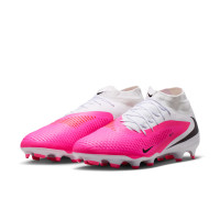 Nike Phantom 6 Academy High (MG) Gras / Kunstgras Voetbalschoenen Wit Felroze Zwart