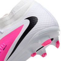 Nike Phantom 6 Academy High (MG) Gras / Kunstgras Voetbalschoenen Wit Felroze Zwart