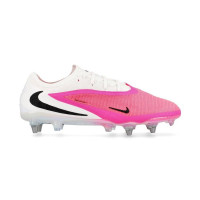 Nike Phantom 6 Low Elite (SG) IJzeren-Nop Voetbalschoenen Pro Player Wit Felroze Zwart