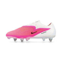 Nike Phantom 6 Low Elite (SG) IJzeren-Nop Voetbalschoenen Pro Player Wit Felroze Zwart
