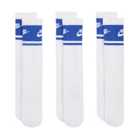 Nike Everyday Elevated Futura Crew Sokken 3-Pack Wit Blauw
