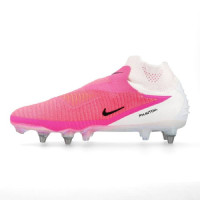 Nike Phantom 6 High Elite (SG) IJzeren-Nop Voetbalschoenen Wit Felroze Zwart