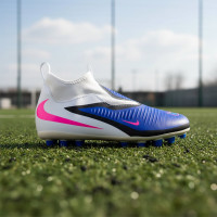 Nike Phantom 6 Academy High Gras / Kunstgras Voetbalschoenen (MG) Kids Blauw Wit Felroze