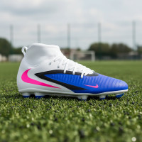 Nike Phantom 6 Club High Gras / Kunstgras Voetbalschoenen (MG) Blauw Wit Felroze