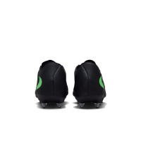Nike Phantom 6 Low Academy (SG) IJzeren-Nop Voetbalschoenen Anti-Clog Zwart Felgroen