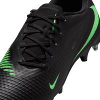 Nike Phantom 6 Low Academy (SG) IJzeren-Nop Voetbalschoenen Anti-Clog Zwart Felgroen