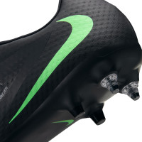 Nike Phantom 6 Low Academy (SG) IJzeren-Nop Voetbalschoenen Anti-Clog Zwart Felgroen