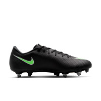 Nike Mercurial Vapor 17 Academy (SG) Iron Stud Anti-Clog Football Boots Black Bright Green Silver Grey