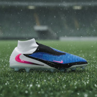 Nike Phantom 6 Elite High IJzeren-Nop Voetbalschoenen (SG) Pro Player Blauw Felroze Wit