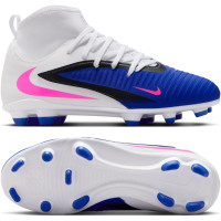 Nike Phantom 6 Club High Gras / Kunstgras Voetbalschoenen (MG) Kids Blauw Wit Felroze