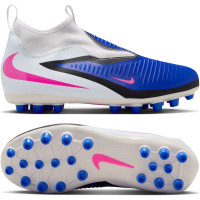 Nike Phantom 6 Academy High Gras / Kunstgras Voetbalschoenen (MG) Kids Blauw Wit Felroze