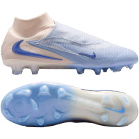 Nike Phantom 6 High Elite LV8 Gras Voetbalschoenen (FG) Gebroken Wit Lichtblauw Blauw