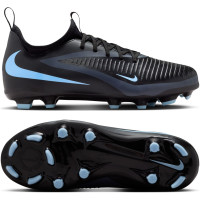 Nike Phantom 6 Low Academy Gras / Kunstgras Voetbalschoenen (MG) Kids Zwart Lichtblauw