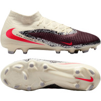 Nike Phantom 6 High Academy Gras / Kunstgras Voetbalschoenen (MG) Gebroken Wit Bordeauxrood Rood