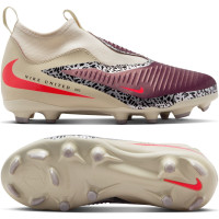 Nike Phantom 6 Academy High Grass/Artificial Grass Football Boots (MG) Kids Off White Burgundy Red