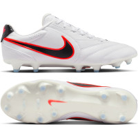 Nike Tiempo Pro Ligera Gras Voetbalschoenen (FG) Wit Zwart Felrood
