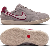 Nike Tiempo Straatvoetbalschoenen Streetgato Premium Kids Grijs Wit Bordeauxrood