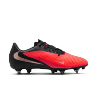 Nike Phantom 6 Low Academy (SG) Iron Stud Anti-Clog Football Boots Black Bright Red Gold