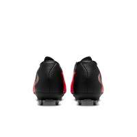 Nike Phantom 6 Low Academy (SG) Iron Stud Anti-Clog Football Boots Black Bright Red Gold