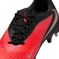 Nike Phantom 6 Low Academy (SG) Iron Stud Anti-Clog Football Boots Black Bright Red Gold
