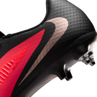 Nike Phantom 6 Low Academy (SG) Iron Stud Anti-Clog Football Boots Black Bright Red Gold