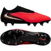 Nike Phantom 6 Low Elite (SG) Iron Stud Pro Player Football Boots Black Bright Red Gold