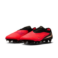 Nike Phantom 6 Low Elite (SG) Iron Stud Pro Player Football Boots Black Bright Red Gold
