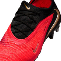 Nike Phantom 6 Low Elite (SG) Iron Stud Pro Player Football Boots Black Bright Red Gold