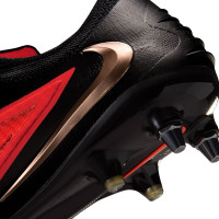 Nike Phantom 6 Low Elite (SG) Iron Stud Pro Player Football Boots Black Bright Red Gold