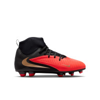 Nike Phantom 6 High Club (MG) Grass/Artificial Grass Football Boots Kids Black Bright Red Gold