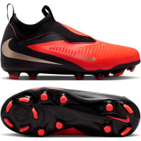 Nike Phantom 6 High Academy (MG) Grass/Artificial Grass Football Boots Kids Black Bright Red Gold